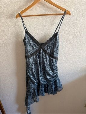 Urban outfitters Lace Trim Floral Slip Dress in Slate Blue-Grey